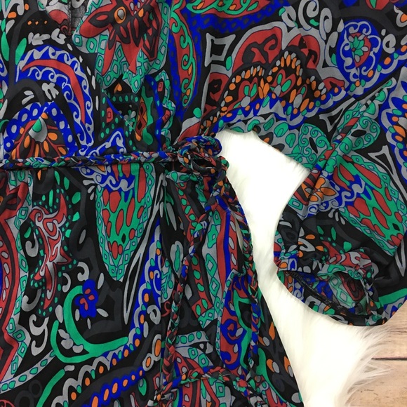tibi multicolor/print silk wrap top - Picture 4 of 5